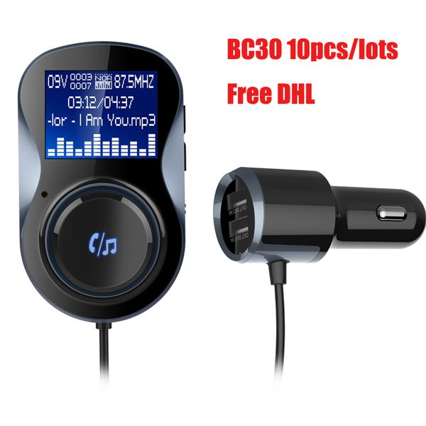

10pcs/lots dhl bluetooth fm transmitter audio car mp3 player wireless in-car fm modulator handssupport tf card