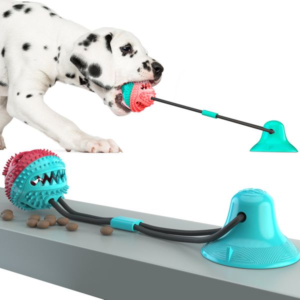 

multifunction pet molar bite dog toys rubber chew ball cleaning teeth safe elasticity tpr soft puppy suction cup biting dog toy
