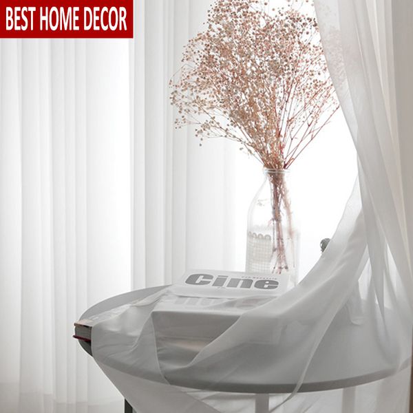 

bhd withe тюль шторы для гостиной спальня современные sheer украшения современные шифон твердые sheer вуаль кухня шторы шторы