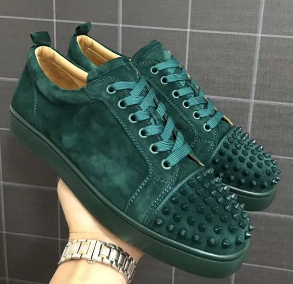 

mens designer shoes womens party flats shoes red spikes luxurys lovers studded bottoms genuine 35-47 leather sneakers 2020 size c ggncs, Brown;gray