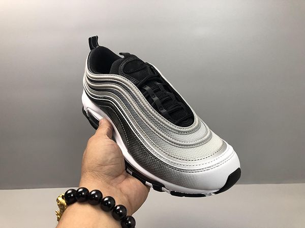 

new 97s bullet stock x mschf x inri jesus running shoes men women 97s gradient color reflective bred red leopard triple black sports, White;red