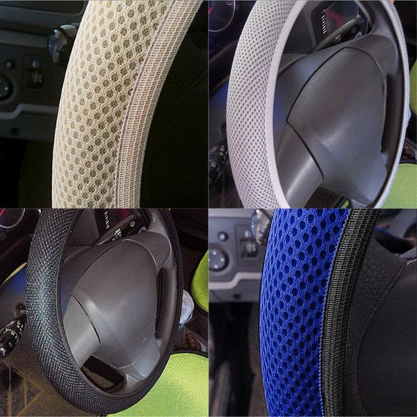 

dia 38cm skidproof car steering wheel cover warm 3d nylon fabric mesh steering-wheel cover protector auto interior accessories
