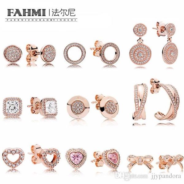 

pandora100% розовое золото серьги из серебра кольцо геометрической циркон капель воды heart shaped bowknot серьга pand, Golden;silver