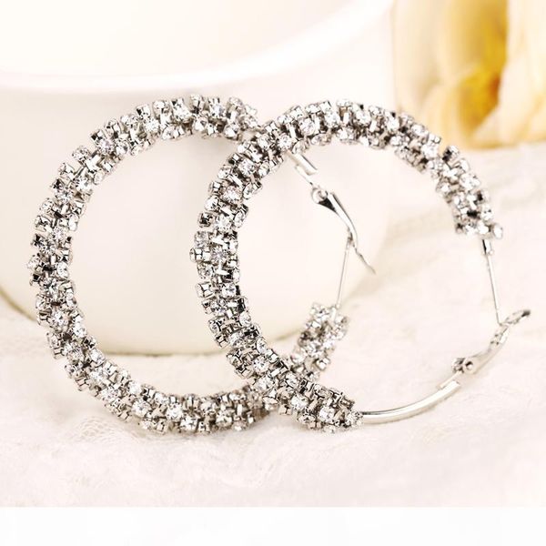 

arrived big woman hoop earrings woman fashion temperament long paragraph crystal earrings female version jewelry yfjewe, Golden;silver