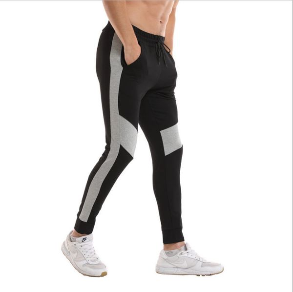 

pants with pockets new style men's trousers sports leisure fashion splicing trend fitness sports leggings vanquisher trousers, Black