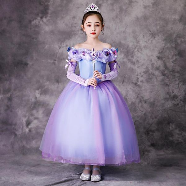 

fairy tales cinderella princess dress girls butterfly deluxe cosplay costumes off shoulder halloween birthday party ball gown, Red;yellow