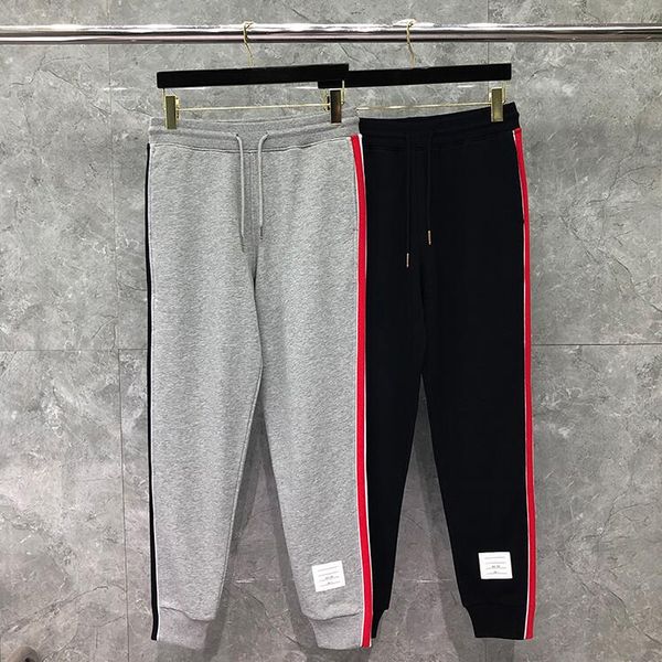 

2020 fashion tb brand sweatpants men women cotton casual striped sports trousers panelled spring tracksuit bottoms pants, Black