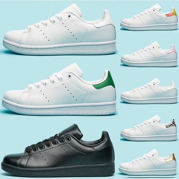 

2019 stan brand men women fuchsia navy zebra classic stripe green gold white designer shoes sneakers casual shoes leather sports flats, Black
