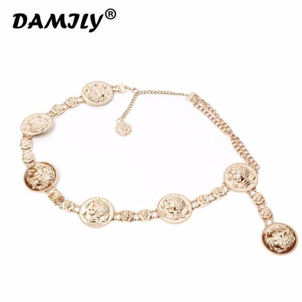 

марка queen портрет декоративного металл талия ремни для женщин ladies цепной резинки золота талии платье платья, Black;brown