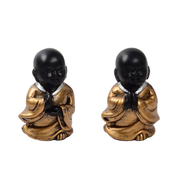 

2pcs resin buddha statue monk figurine tea pet ornaments