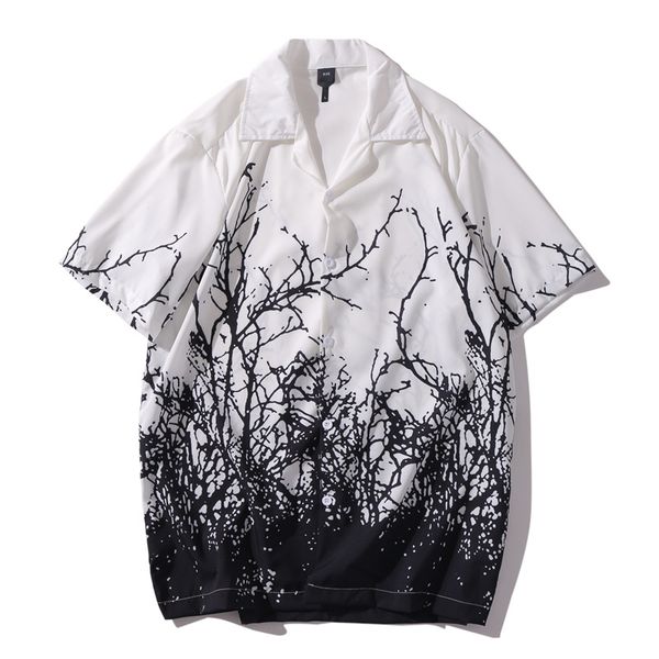 

men's casual shirts men black graffitishirt excellent quality camisa hombre short sleeve hawaii clothing teens fit summer, White;black