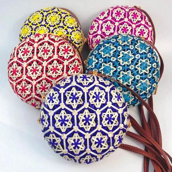 

круглый ретро rattan multicolor сумка повседневная версия ladies crossbody путешествия роскошные сумки женские сумки конструктора tote bohem