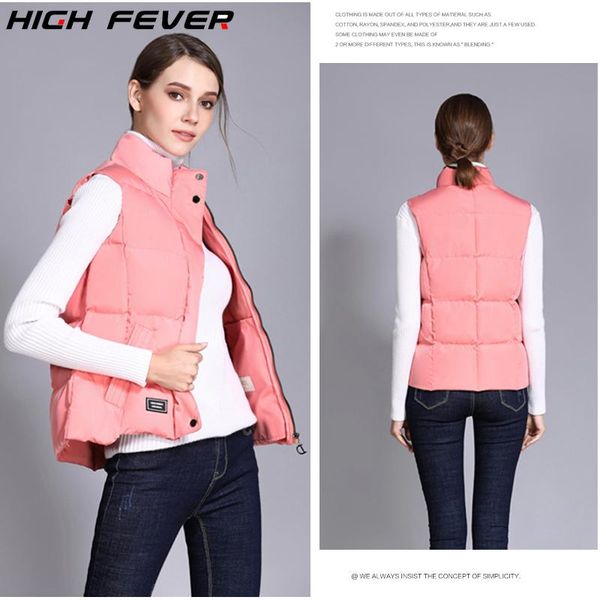 

women's down coat vest solid sleeveless outerwear warm zipper casual jacket vest, Black