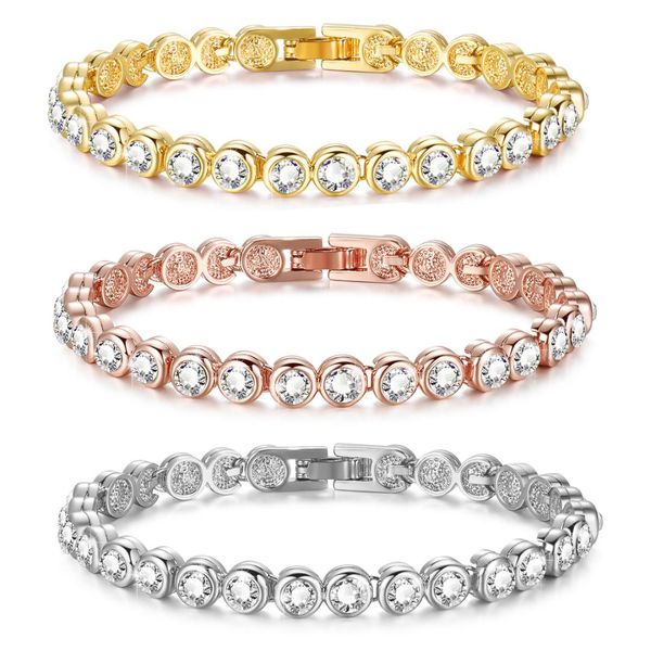 

classic tennis bracelet with cubic zirconia,[18cm/7inch] crystal bracelet for women wedding party gift, Black