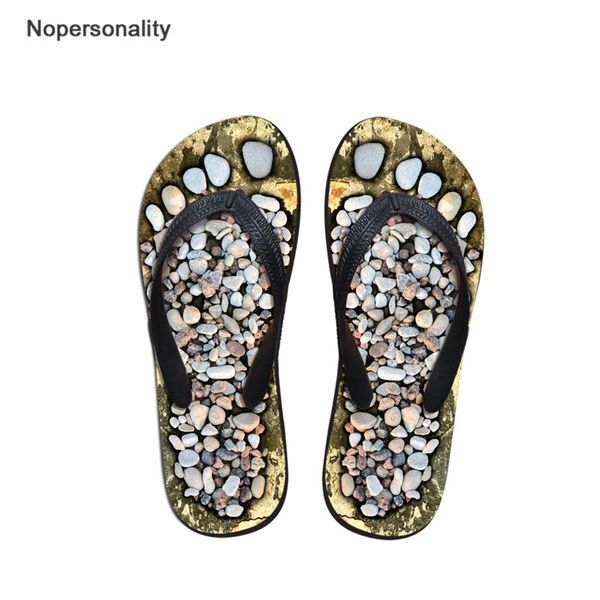 

nopersonality men's stone footprint summer slippers teenages fashion soft flipflops indoor casual comfortable male shoes terlik, Black
