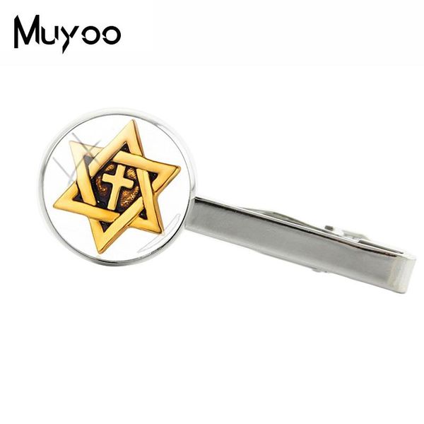 

2018 new jewish star of david tie clip glass dome cabochon clips handmade jewelry art clip, Silver;golden