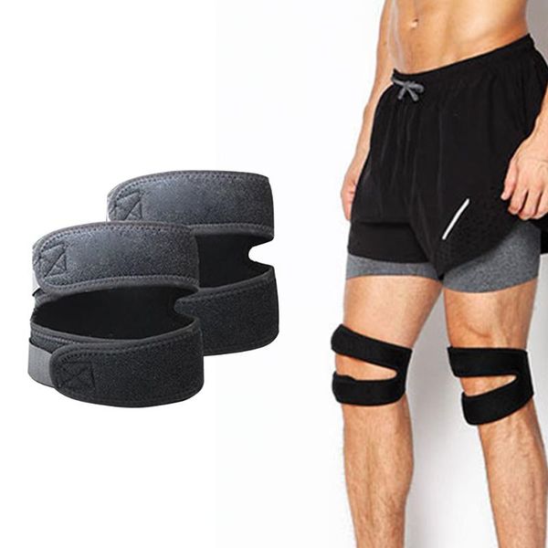 

pain relief fitness sports nylon adjustable black protective soft elastic knee support patella belt, Black;gray
