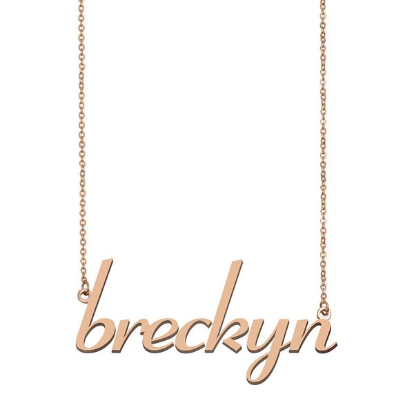 

brekyn name necklace pendant for women girls birthday gift custom nameplate children friends jewelry 18k gold plated stainless steel, Silver
