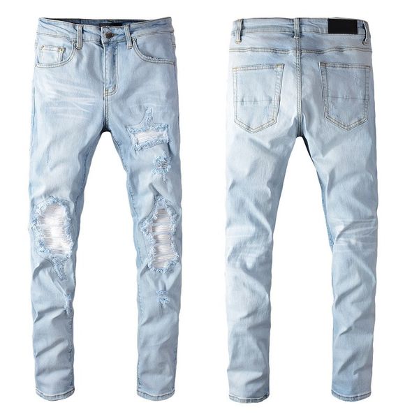 

new arrival mens designer jeans white patch fold fashion mens jeans slim motorcycle biker hip hop pants size 2840, Blue