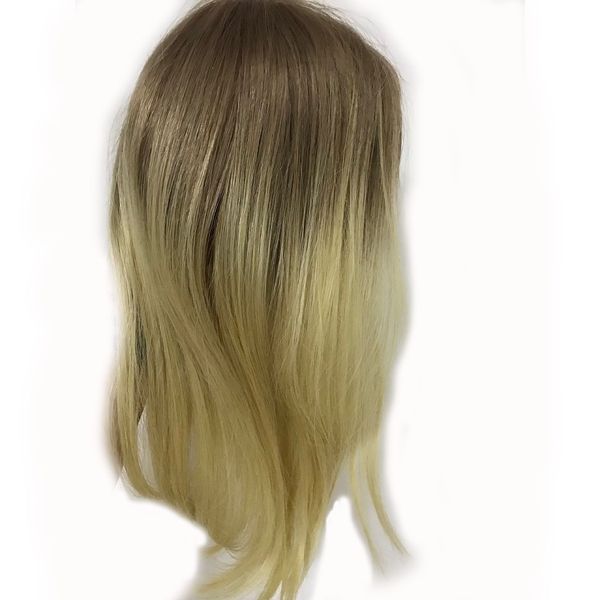 

full shine hair piece extensions human hair ombre remy er color #10 golden brown fading to #613 blond human er, Black;brown