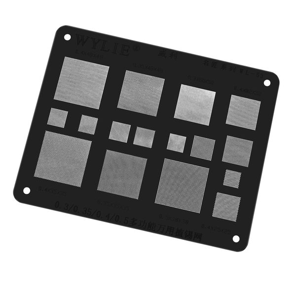 

wylie 0.3 0.35 0.4 0.5 universal reballing stencil for android mobile phone new models small chips reballing wl-53
