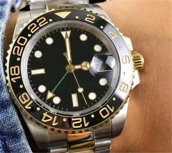 

12 luxury automatic mens watch gmt lum red blue ceramic bezel watch stainless sapphire original clasp mens watches master, Slivery;brown