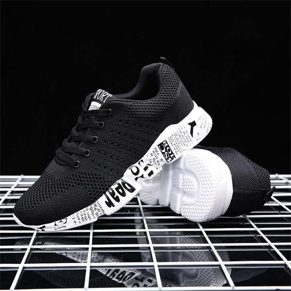 

2019 sneakers couple outdoor mesh breathable casual sports shoes lace-up sneaker running shoes dropshipping zapatos de hombre, Black