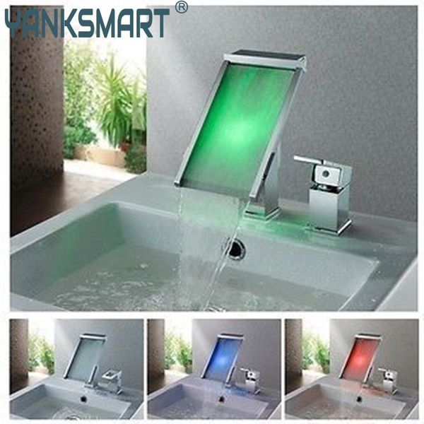 

yanksmart светодиодные водопад ванна chrome бассейна кран водопроводной воды раковина смеситель тумба сосуд раковина смесители tap ванной кр