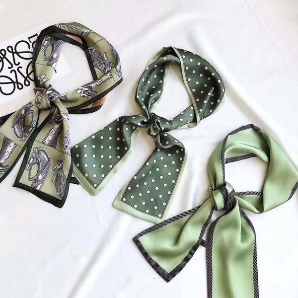 

в японском стиле длинный шелковый шарф весна и лето декоративные малый шейный разнообразие arm сумка шелковый шарф мода ленты, Black