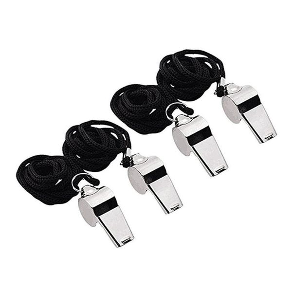 

other sporting goods 4pcs referee whistle stainless steel extra loud for school sports whistles metal with black rope
