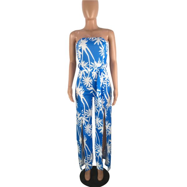 

лето без бретелек печати комбинезон high split wide leg pants ladies beach boho балахоны ddn8198, Black;white