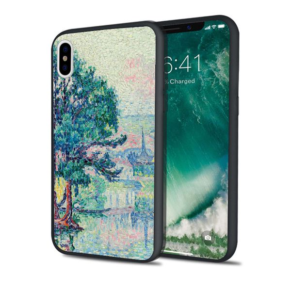 

fundas lake trees painting phone case for iphone 11 pro xs max xr 8 7 6s plus 5s se 5 case soft silicone cover.