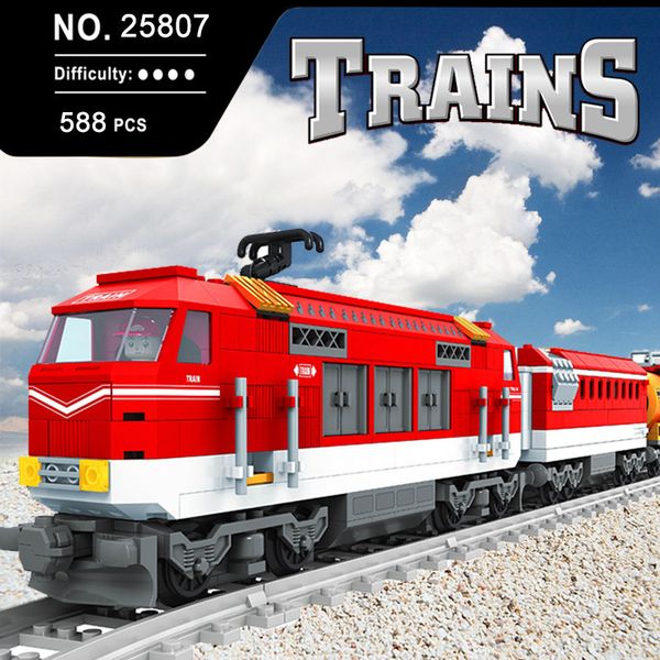 

passenger freight train 8 track children diy enlightenment puzzle assembled building blocks model