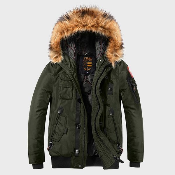 

men dedigner fashion parkas coats 2020 brand thick warm jackets luxury hooded slim coats for men size m-2xl 3 colors, Black