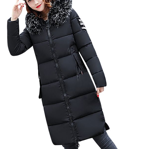 

women hoodies jackets solid casual coats thicker winter parkas slim down lammy jacket casual coat women's warm overcoat hoody, Black