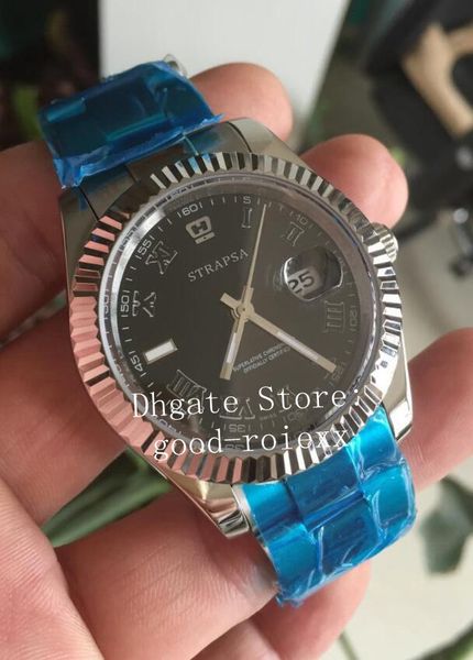 

men's business mechanical 2813 watches of complete men black wimbledon roman dial datejust ii 41mm full steel watch 116334 wristwatches, Slivery;brown