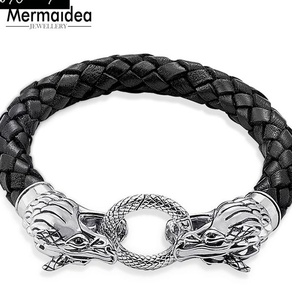 

dragon leather bracelet rebel fashion good jewerly for men women 2019 gift silver super deals, Golden;silver