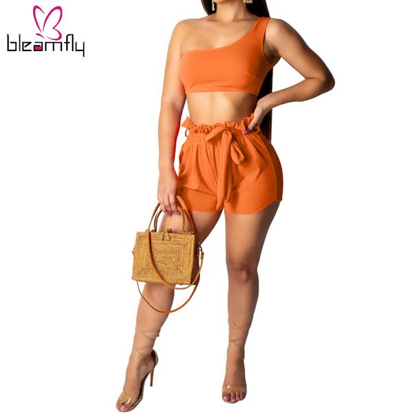 

2019 two pieces set for women two-piece suit bodycon ruffle shorts+crop women's set summer suit outfit matching, White