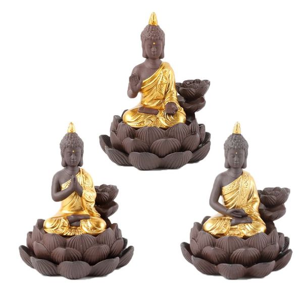 

ceramic buddha handicraft smoke backflow cone censer holder incense burner buddhist decoration office home house