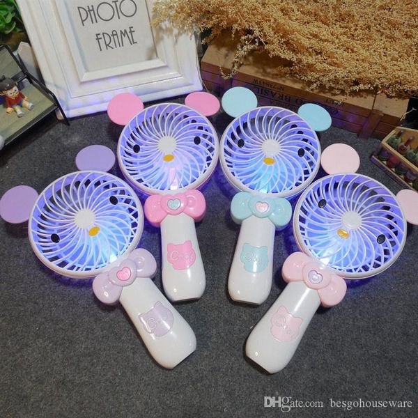 

electric usb handheld fans summer portable electric power led light mini fan home office rabbit cat cartoon animal handheld fans bh1457 tqq