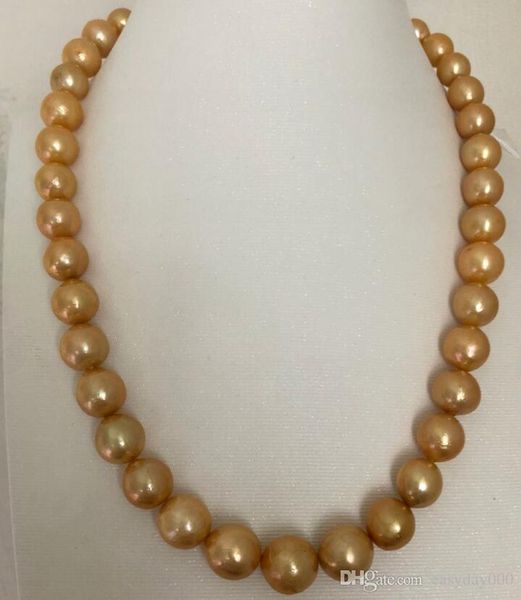 

new fine gorgeous 10-11mm south sea gold baroque pearl necklace 18inch, Silver
