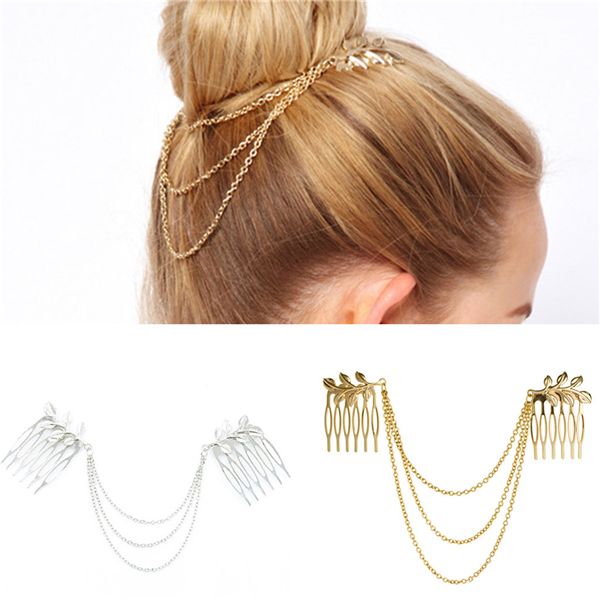 2020 Hair Side Combs Vintage Gothic Style Bridal Comb With Chain