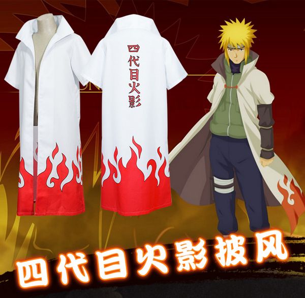 Naruto Anime Hokage 4. Namikaze Minato Cosplay Kostüm Cloak Cape Kurzhülse Unisex Uniform Full Set Asian Größe 237r