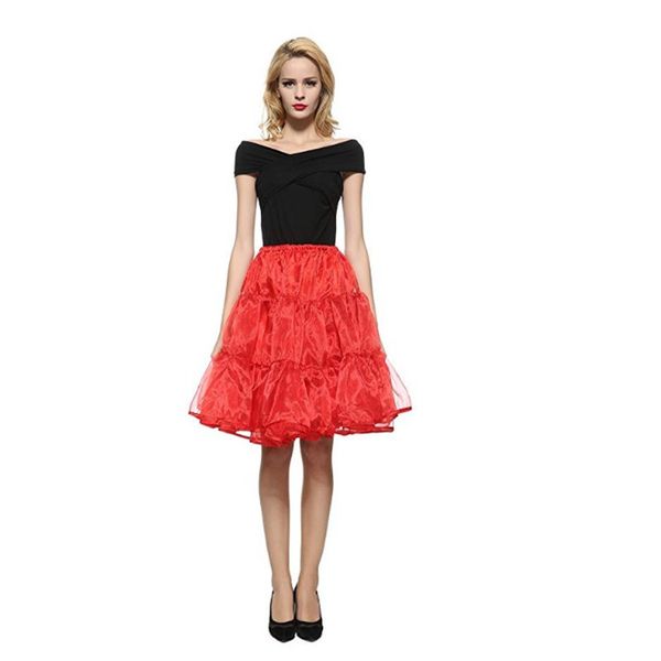 

fashion lady summer 3 layer organza knee-length slim pleated skirt petticoat classic ballet prom tulle skirt, Black