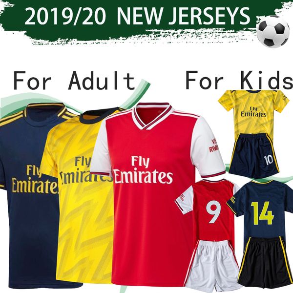 

2020 gunners football club home soccer jersey 19 20 highbury 3rd football shirt 2019 kid kits away football uniform with shorts, Black;yellow