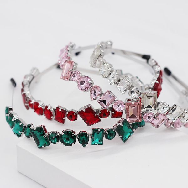 

new fashion simple geometric multi-color headband street dance party travel show hair accessories 950, Golden;white