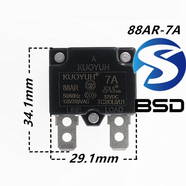 

taiwan kuoyuh overcurrent protector overload switch automatic reset 7a 88ar series