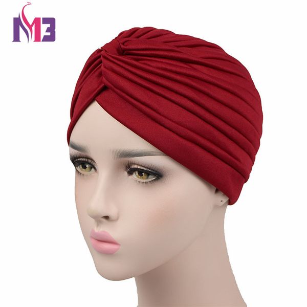 

hair accessories women hijab turban hat polyester solid headwear for chemo twist turbante