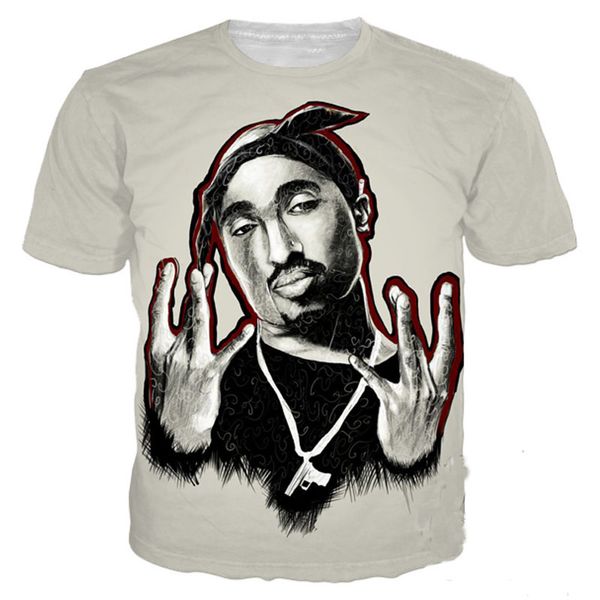 

новые моды для женщин / мужчин tupac 2pac thug life лето с короткими рукавами смешно 3d печати футболка повседневная одежда топ тройники k85, White;black