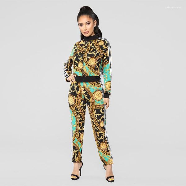 

style designer tracksuits lapel neck long sleeve female clothing fashion cool casual apparel 2pcs womens sports, Gray